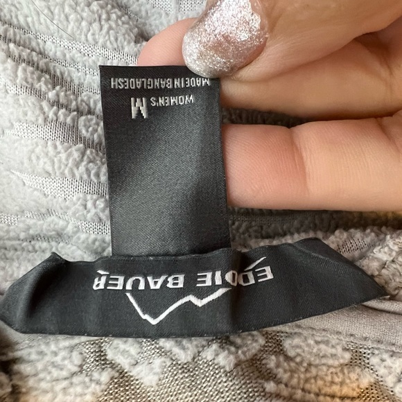 Y2K EDDIE BAUER AZTEC EMBOSSED NEUTRAL FLEECE SWEATER 1/2 ZIP SEXY WARM TOP M - Picture 4 of 17